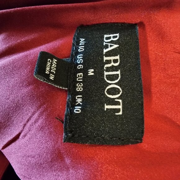 Bardot Sorella Velour Asymmetric Midi Dress NWOT Red Med tear at zipper - Picture 7 of 12